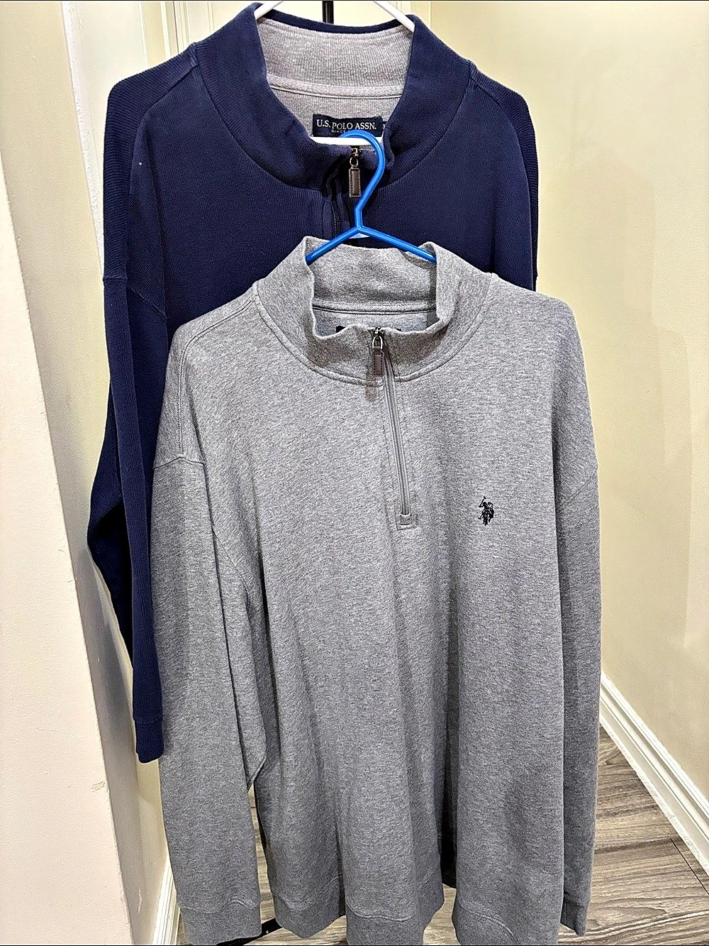 U.S. Polo Assn. Men's Fleece Quarter Zip Pullover. Gray & Navy (Set of 2)